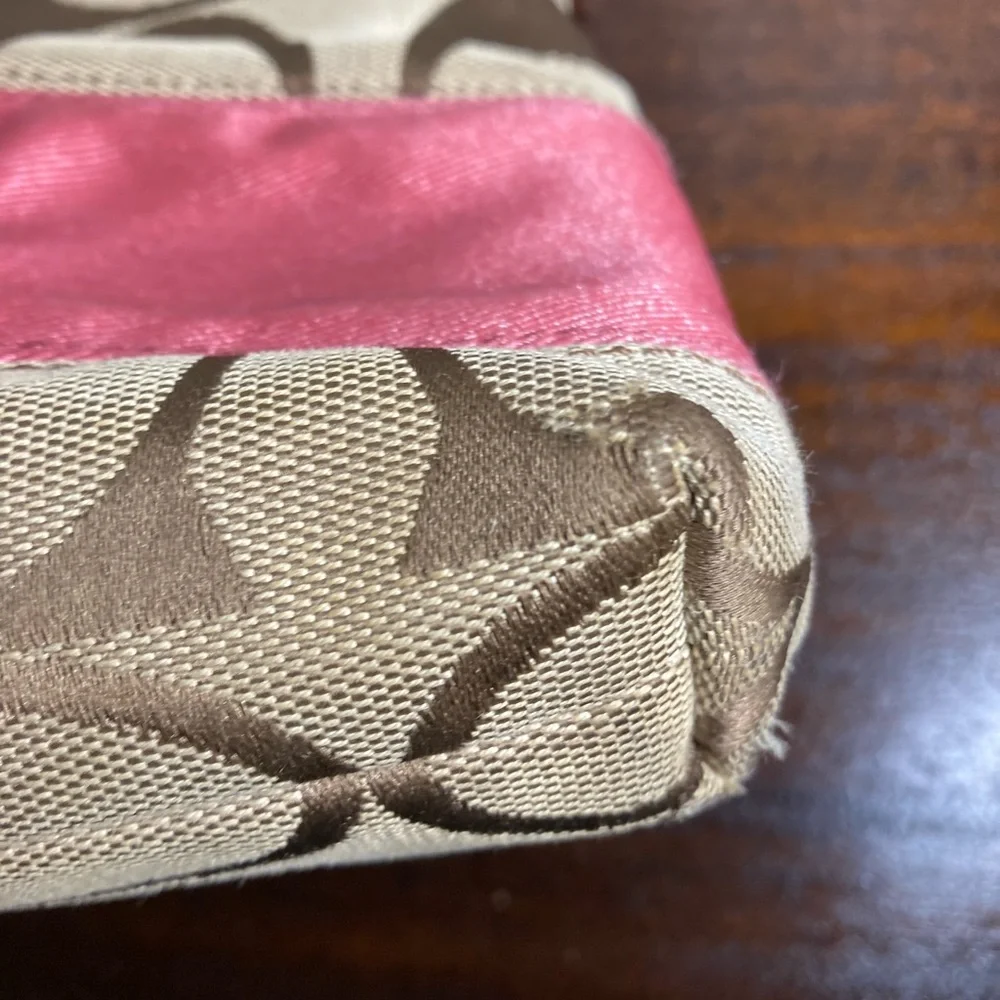Coach Signature Shoulder Bag - Pink and Tan